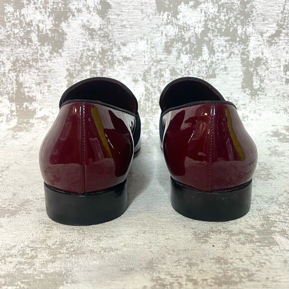 Celine Patent Leather Loafers with Grosgrain Ribbon in Burgundy - Picture 3 of 9